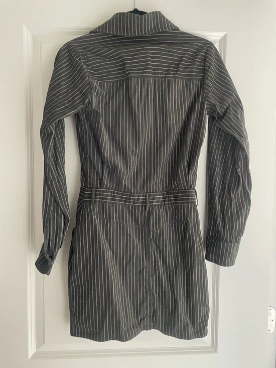 Lulu's Olive Green Striped Button-Up Dress - Picture 4 of 4